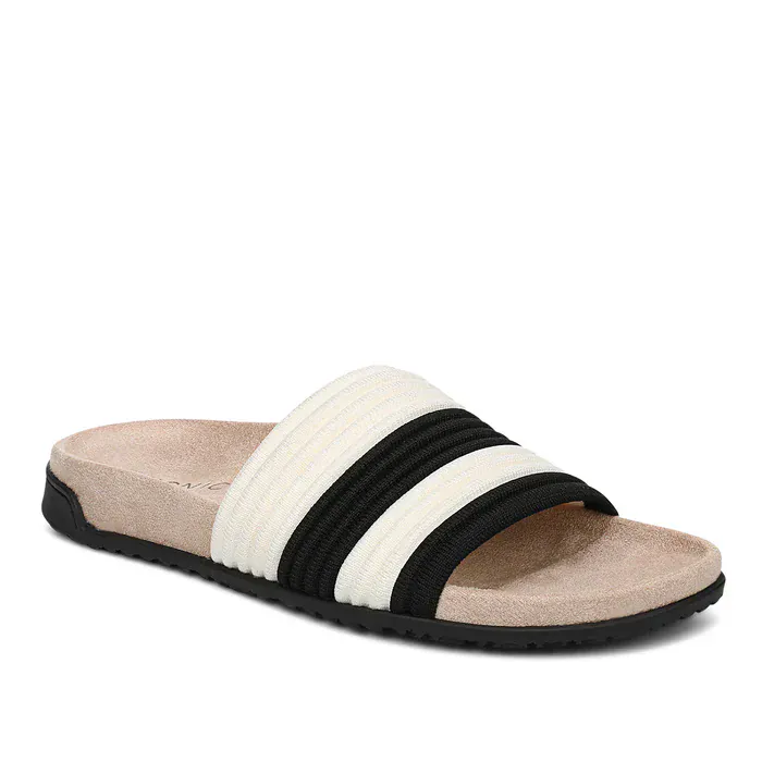 Vionic Women's Evie Knit Slide Sandals- Black/ Ivory