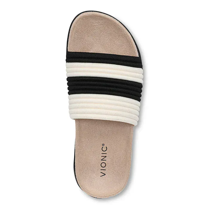 Vionic Women's Evie Knit Slide Sandals- Black/ Ivory - Image 4